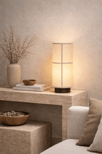 Nerai Wood & Fabric Rechargeable Lamp — finish, form and interior detail 3