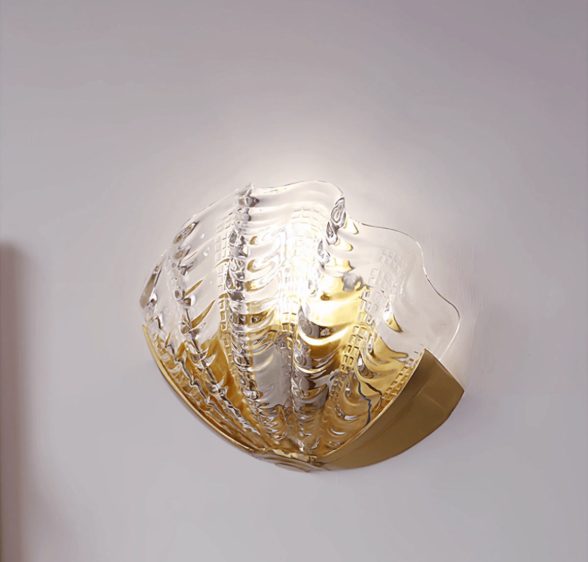 Nerelle Scalloped Glass Wall Sconce — finish, form and room detail 14
