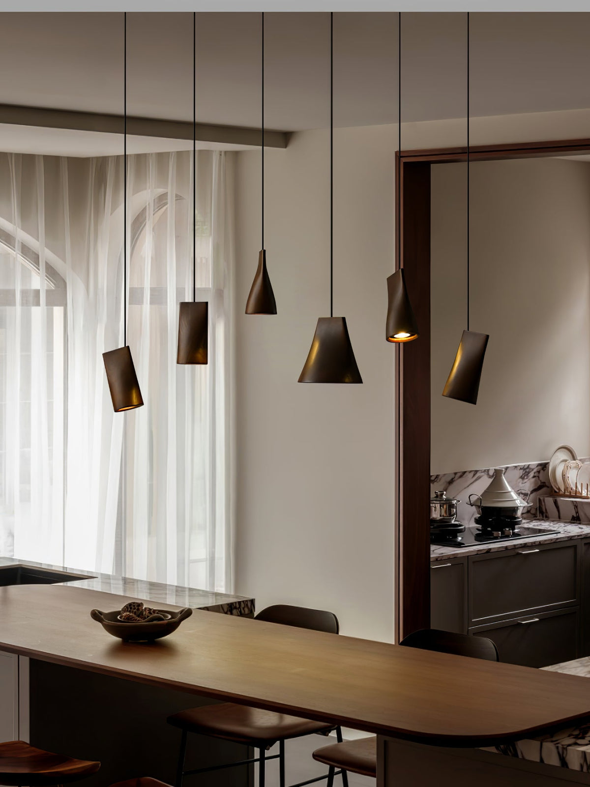Nordic Tilted Wood LED Pendant Light - product view 4