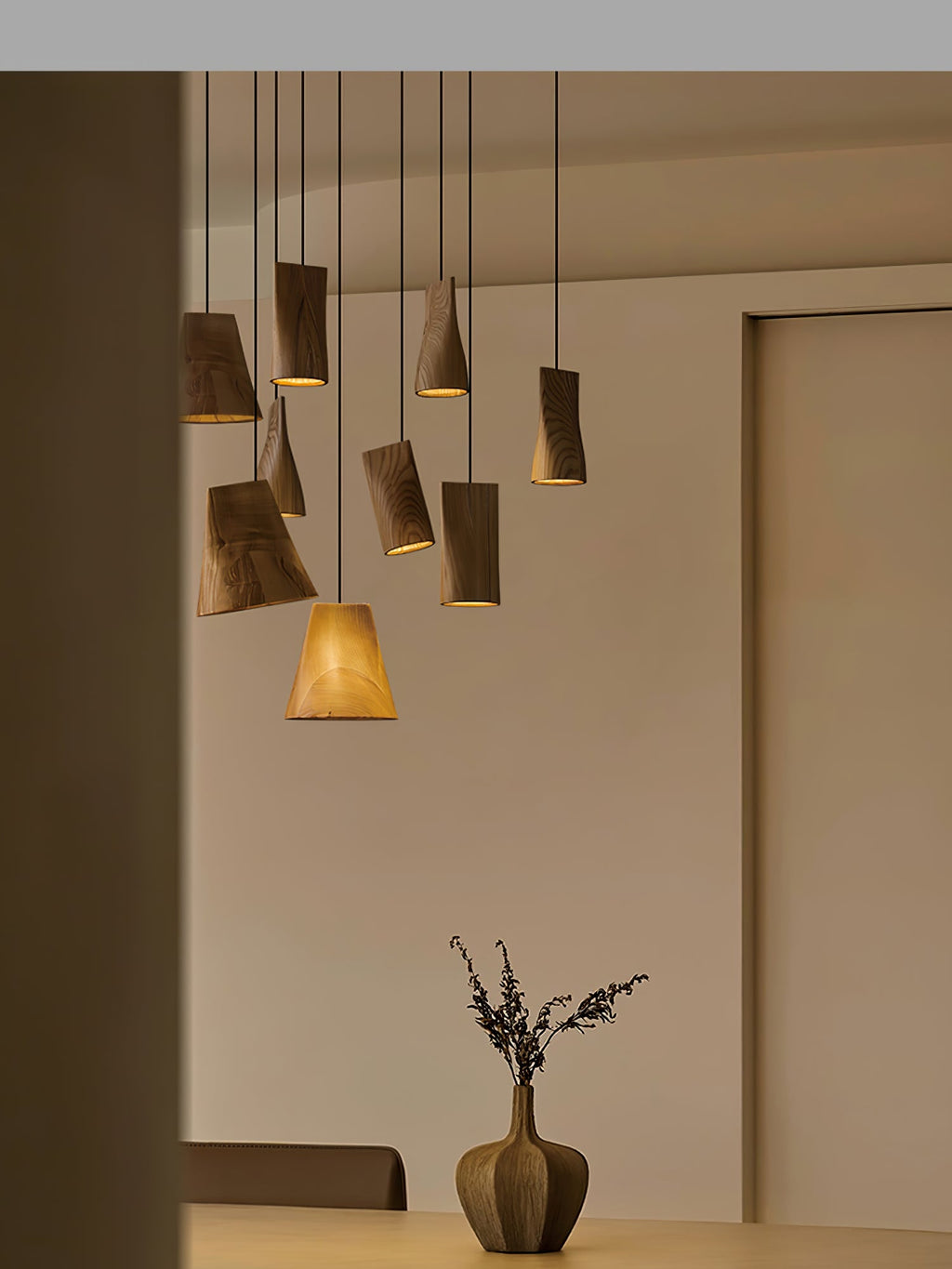 Nordic Tilted Wood LED Pendant Light - product view 13