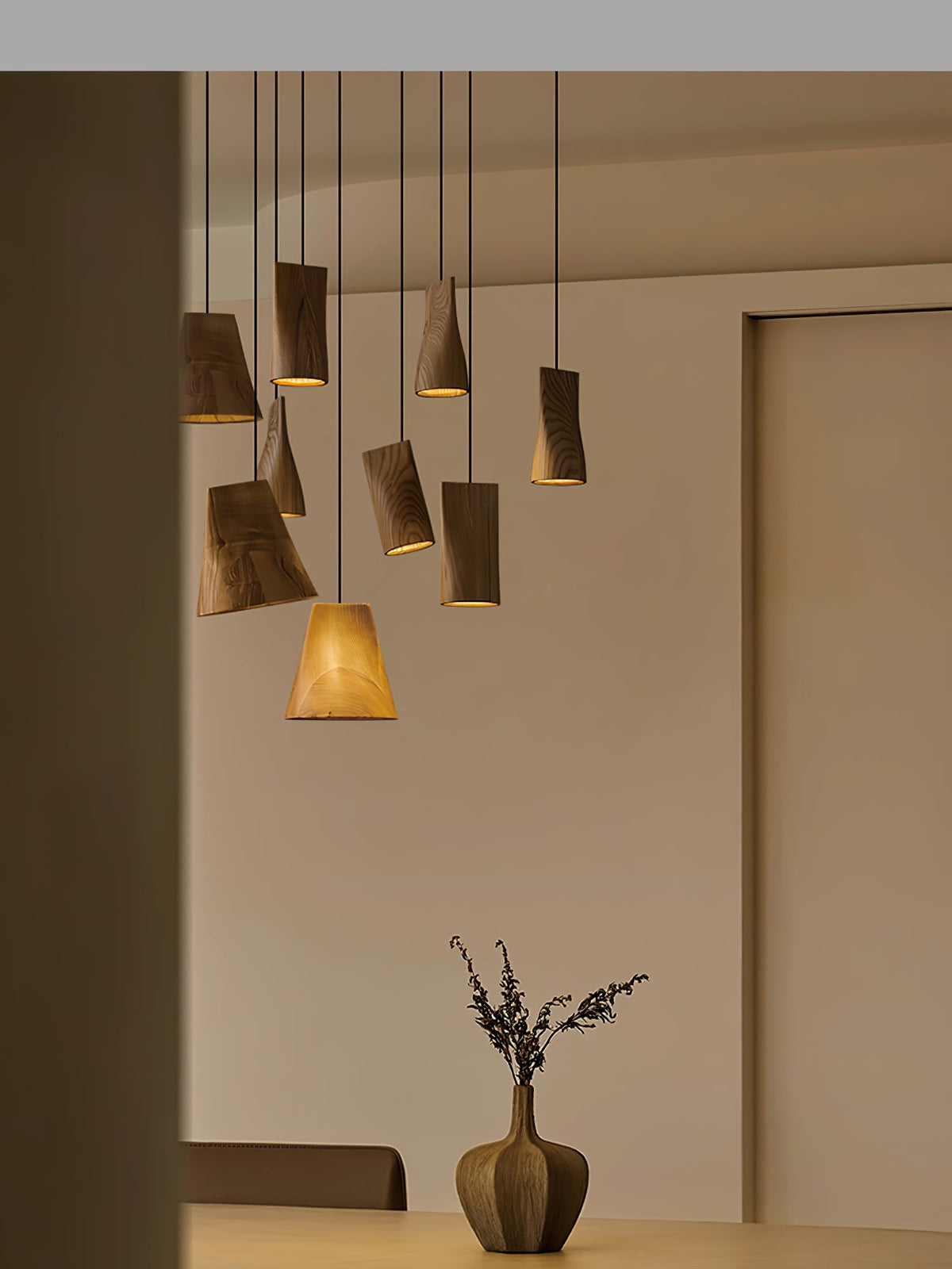 Nordic Tilted Wood LED Pendant Light - product view 13