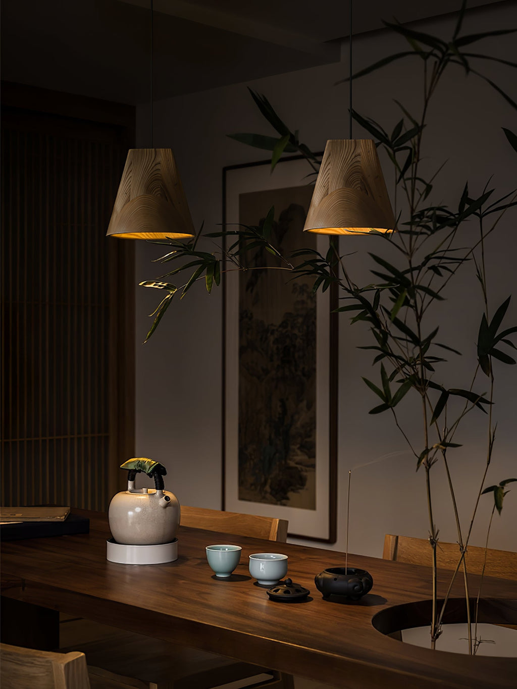 Nordic Tilted Wood LED Pendant Light - product view 14