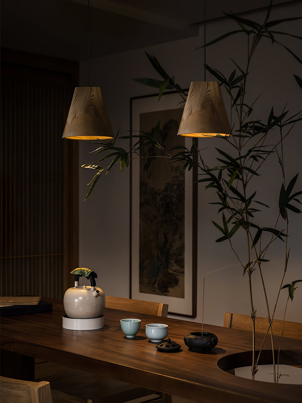 Nordic Tilted Wood LED Pendant Light - product view 14