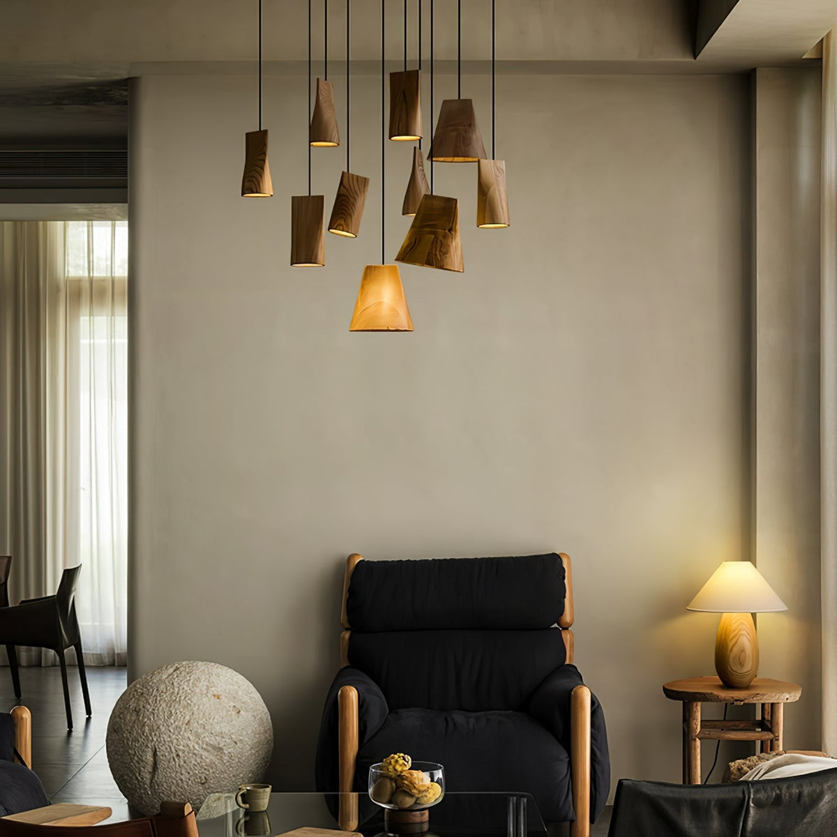 Nordic Tilted Wood LED Pendant Light - product view 16
