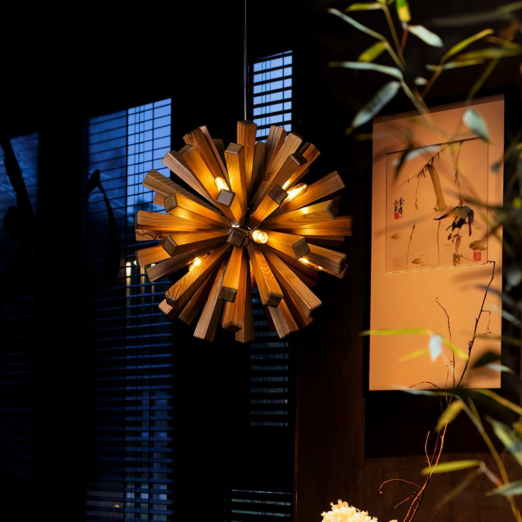 Nova Burst Wood LED Chandelier - product view 2