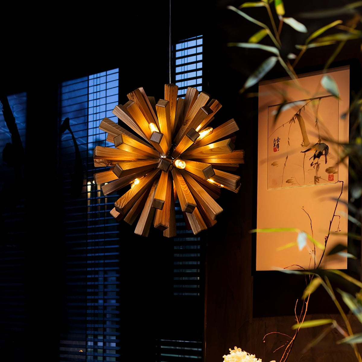 Nova Burst Wood LED Chandelier - product view 2