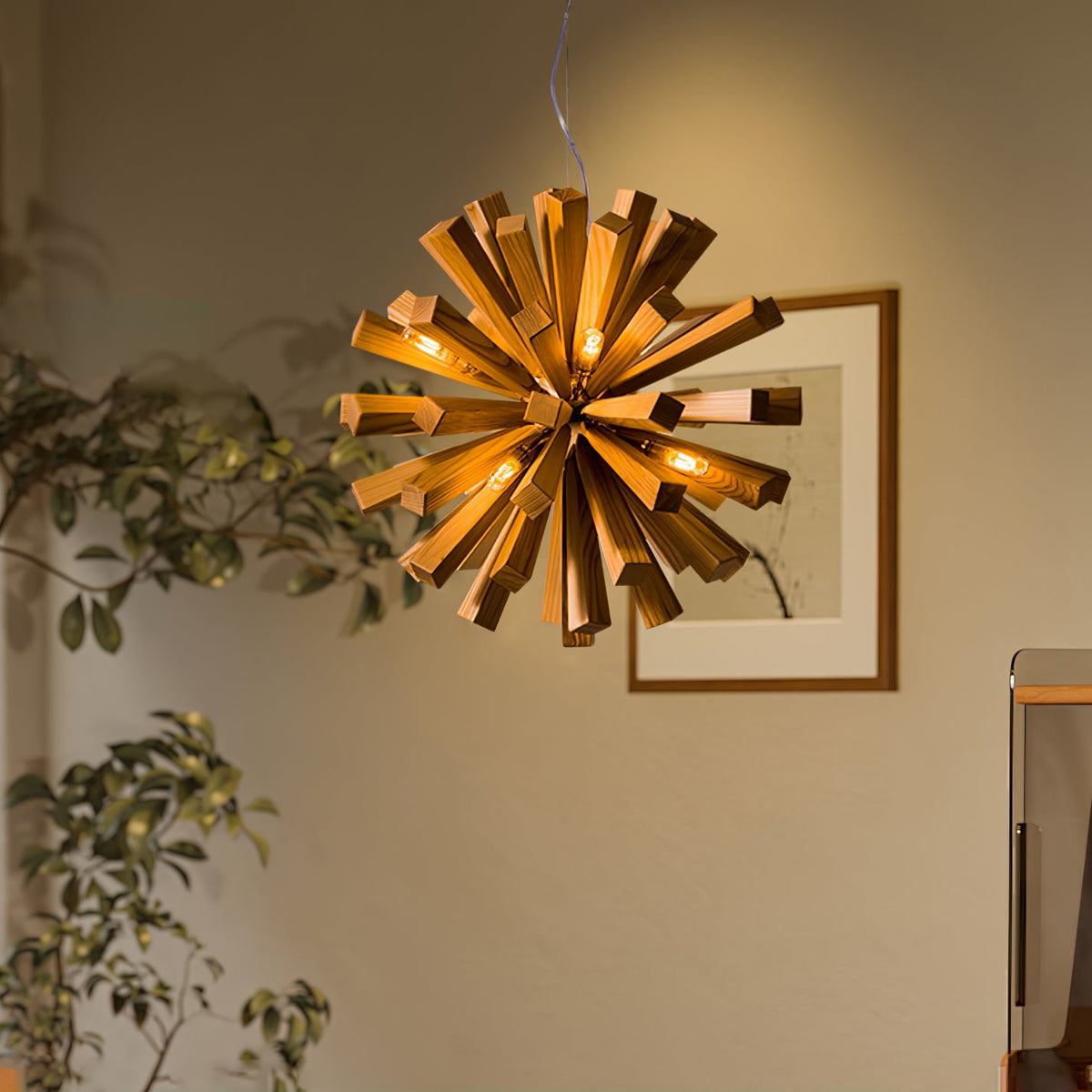 Nova Burst Wood LED Chandelier - product view 3
