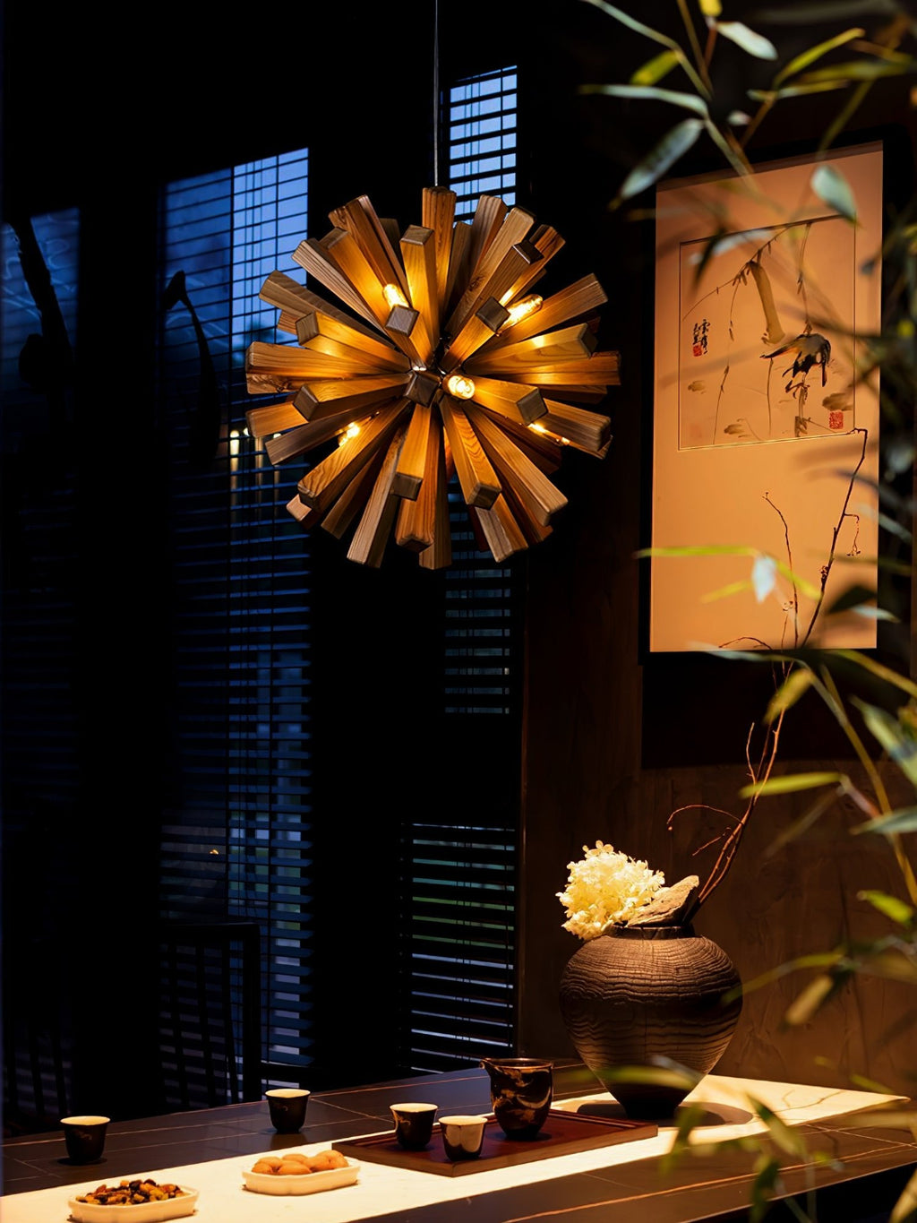 Nova Burst Wood LED Chandelier - product view 9