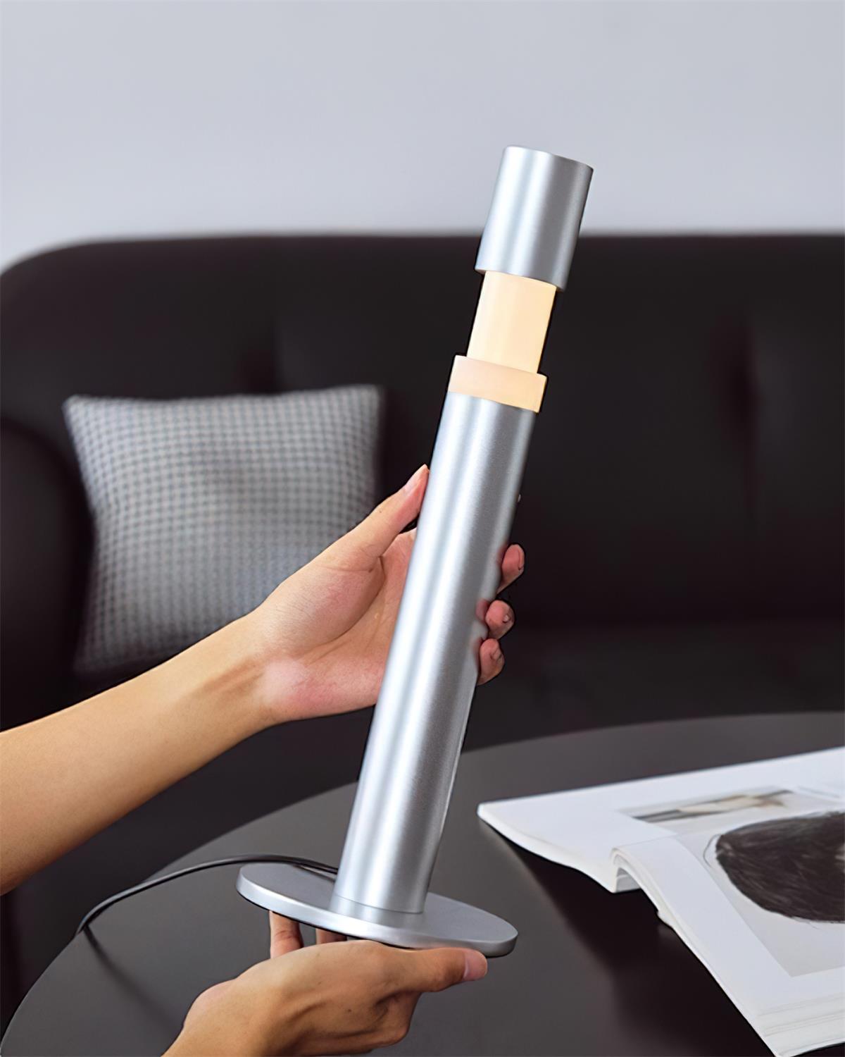 Oberin Silver Column LED Table Lamp — product, finish and specification view 4