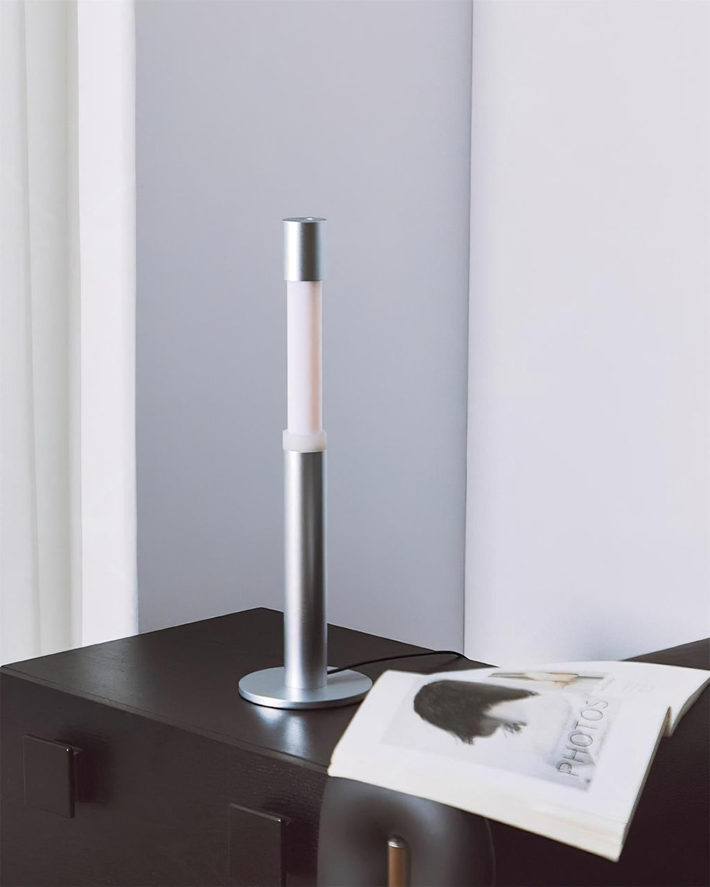 Oberin Silver Column LED Table Lamp — product, finish and specification view 7