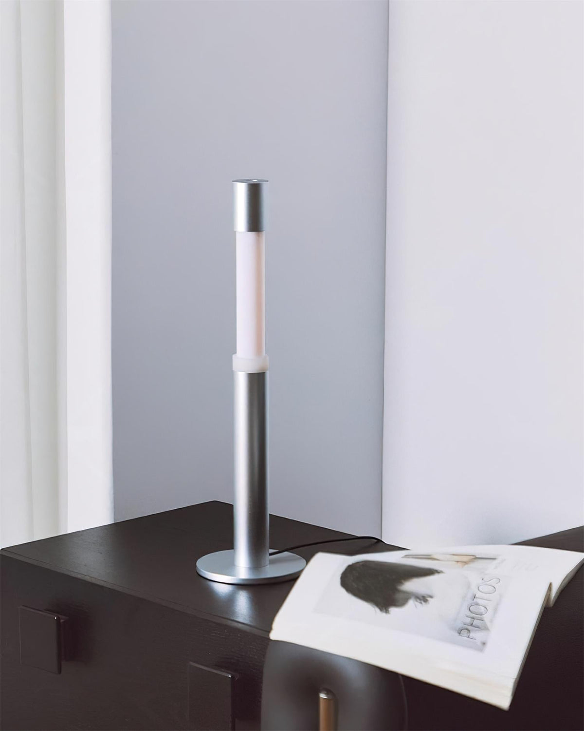 Oberin Silver Column LED Table Lamp — product, finish and specification view 7