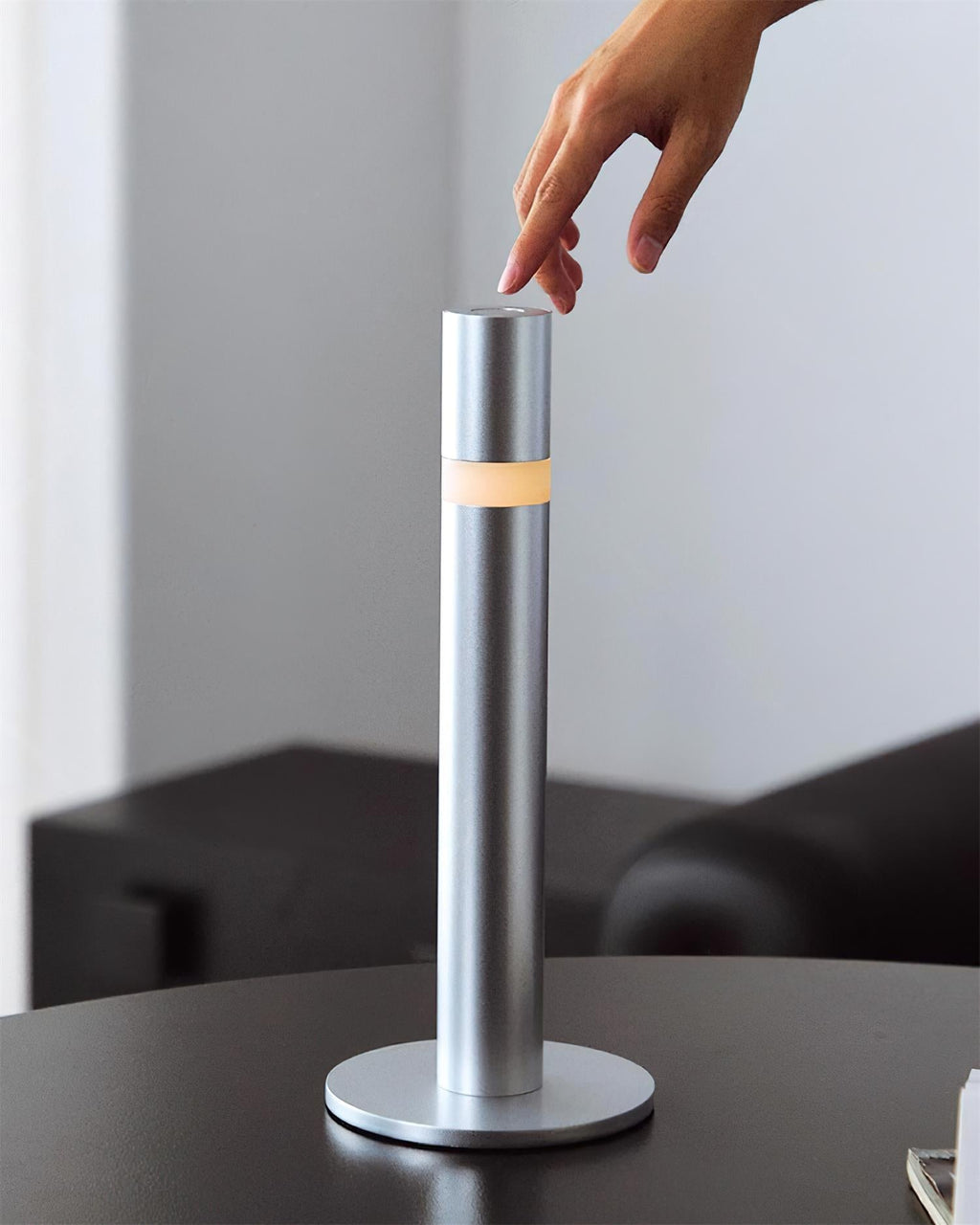 Oberin Silver Column LED Table Lamp — product, finish and specification view 9