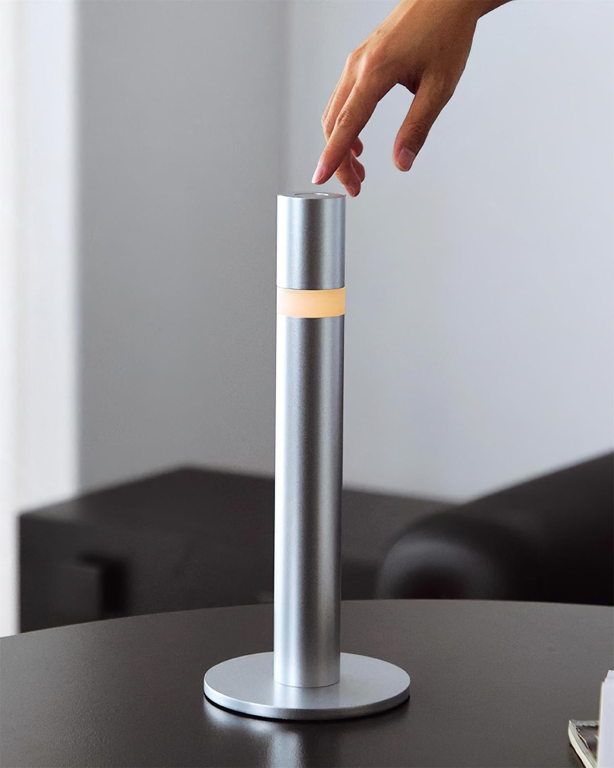 Oberin Silver Column LED Table Lamp — product, finish and specification view 9