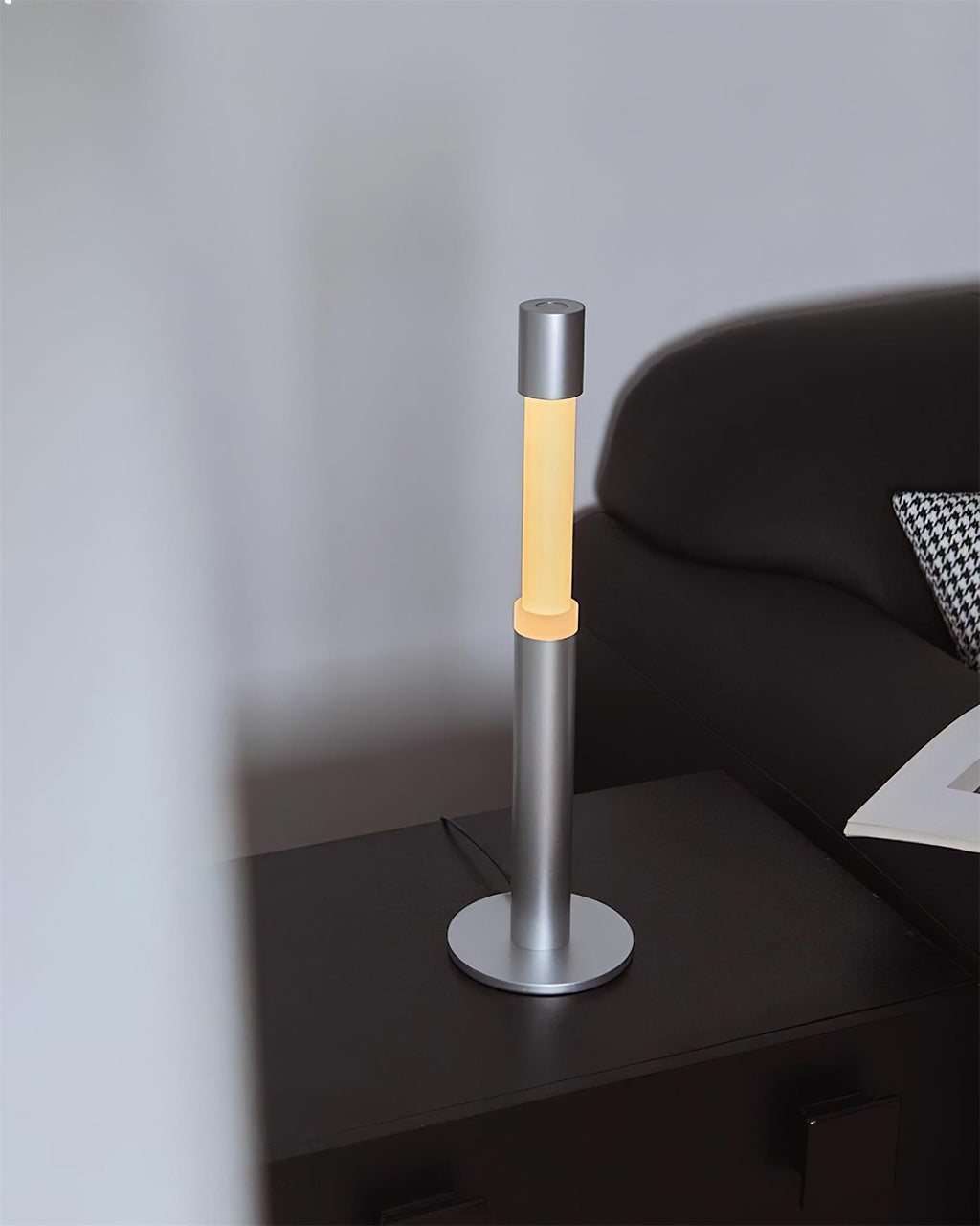 Oberin Silver Column LED Table Lamp — product, finish and specification view 10