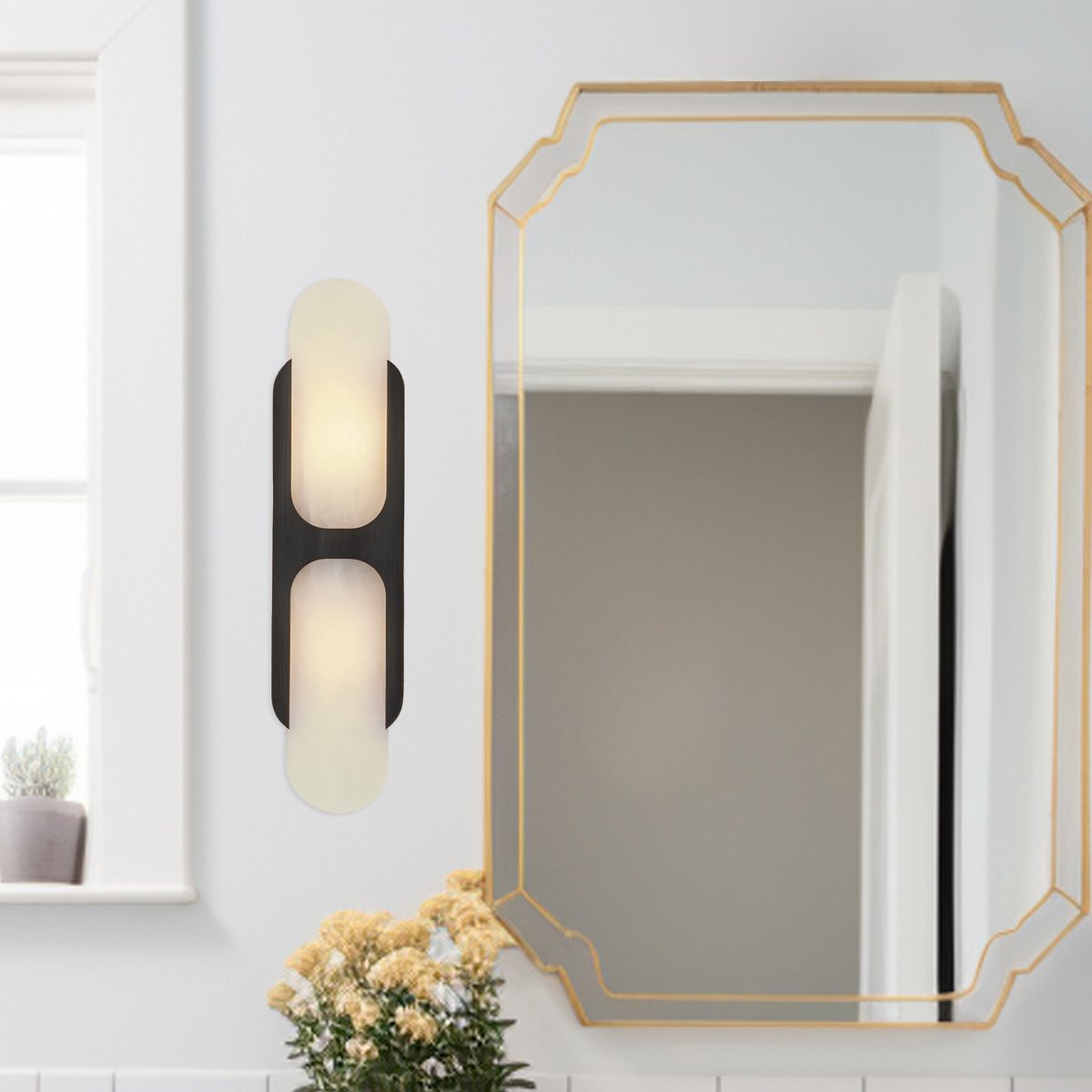 Odin Alabaster Capsule LED Wall Sconce – wall sconce product view 3