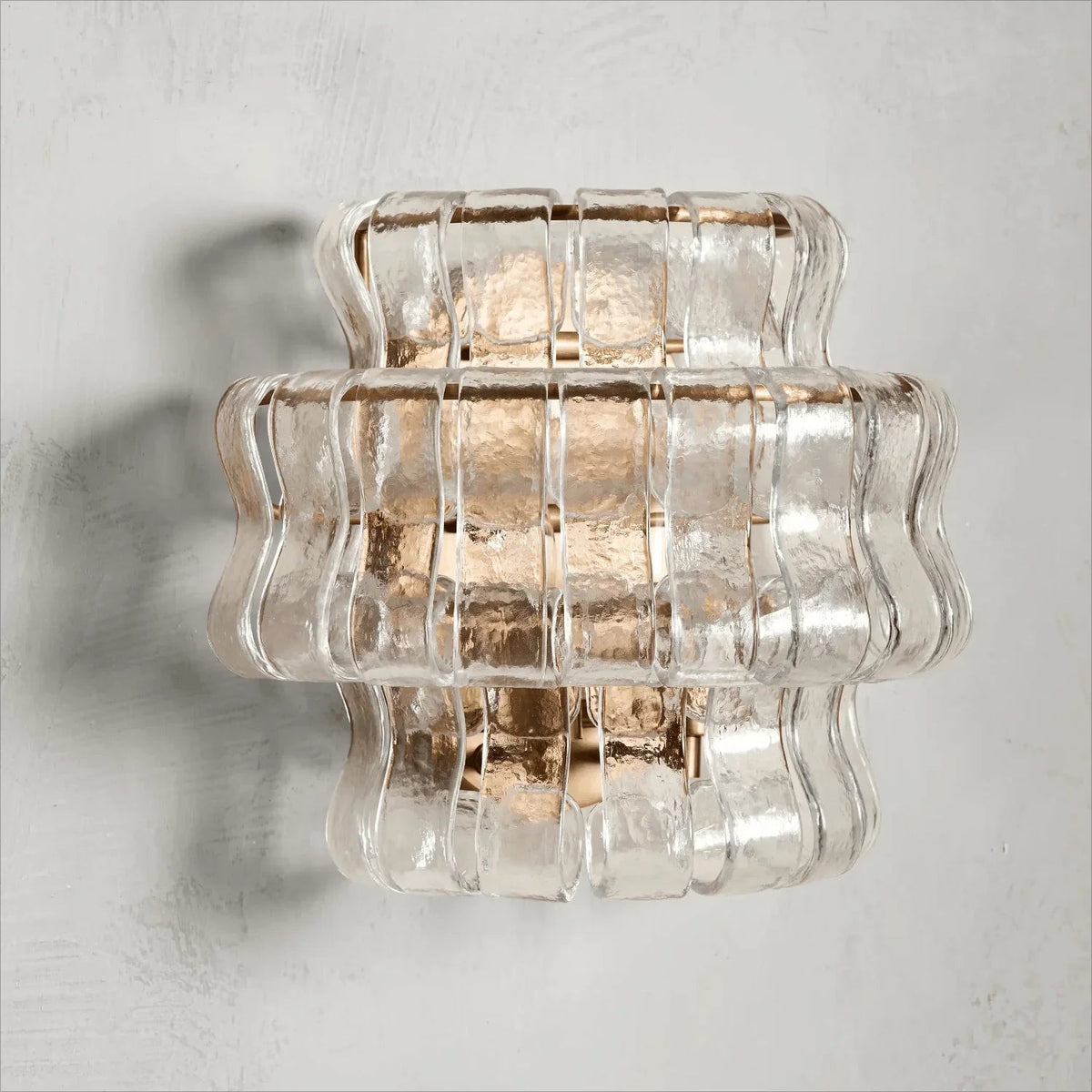 Orlisse Tiered Glass Wall Sconce — Gold & Clear