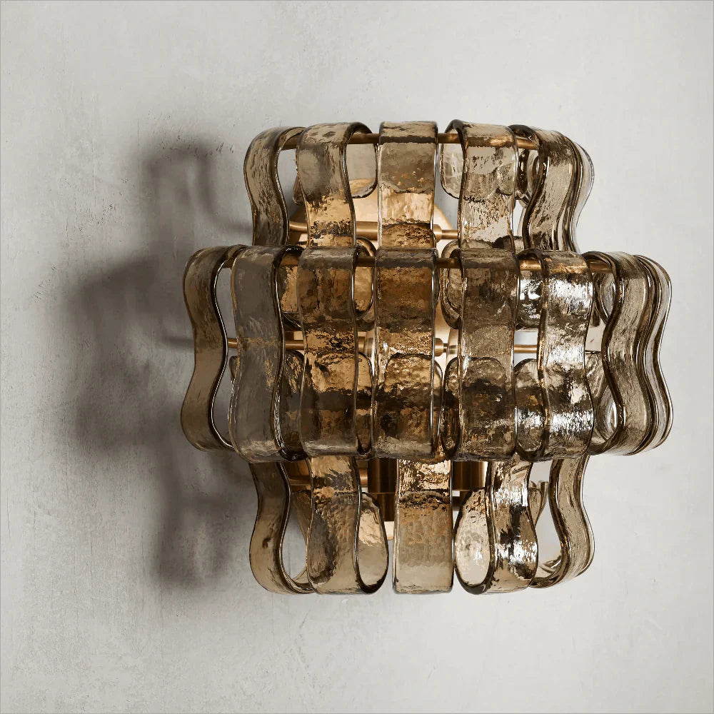 Orlisse Tiered Glass Wall Sconce — Gold & Smoke grey