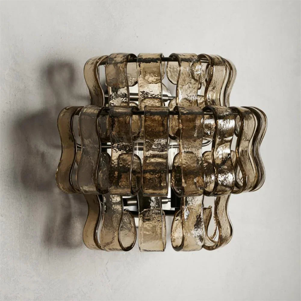 Orlisse Tiered Glass Wall Sconce — Black & Smoke grey