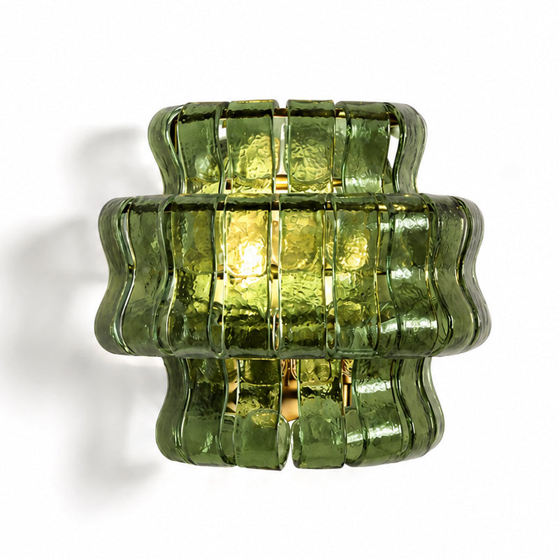 Orlisse Tiered Glass Wall Sconce — Gold & Green