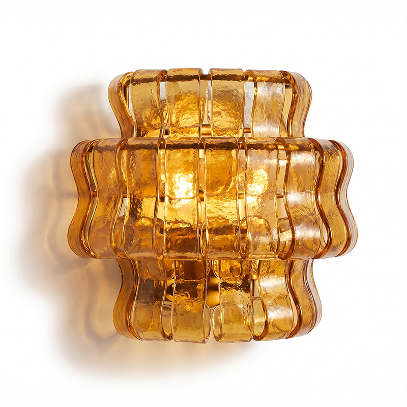 Orlisse Tiered Glass Wall Sconce — Gold & Amber