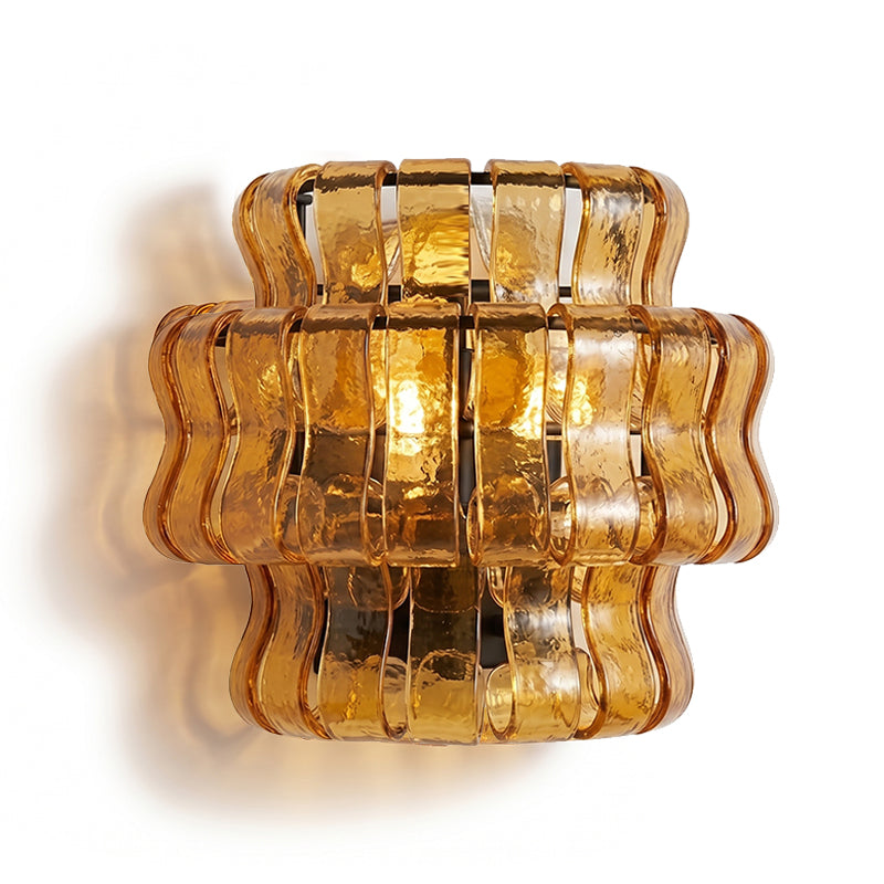 Orlisse Tiered Glass Wall Sconce — Black & Amber