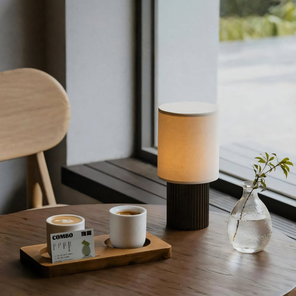 Orlo Ribbed Wood USB Table Lamp - product view 3