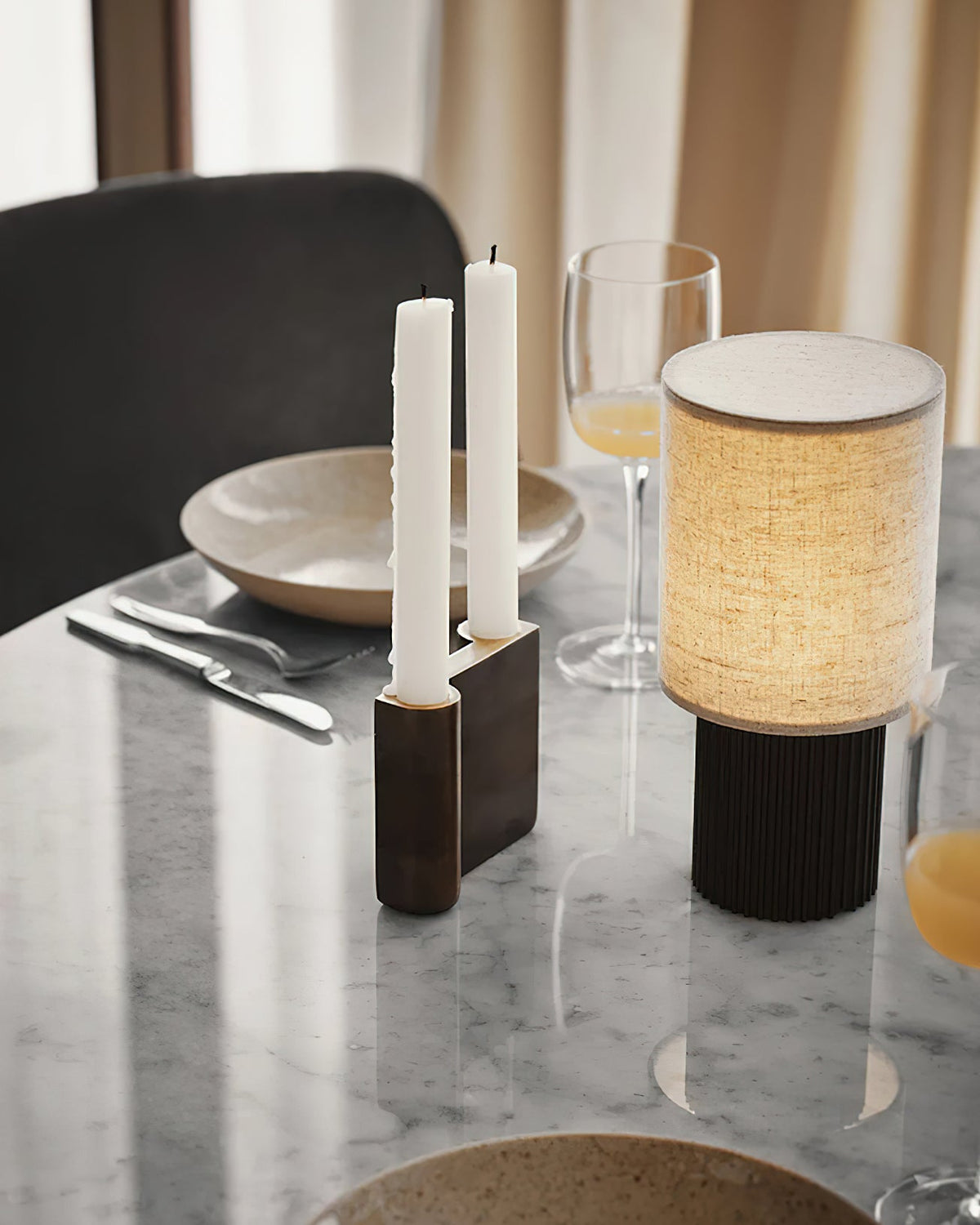 Orlo Ribbed Wood USB Table Lamp - product view 4
