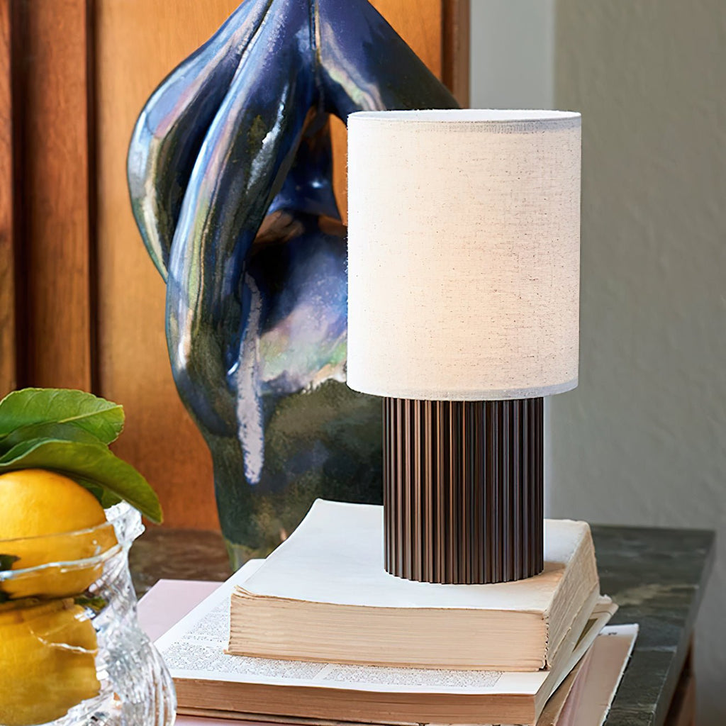 Orlo Ribbed Wood USB Table Lamp - product view 5
