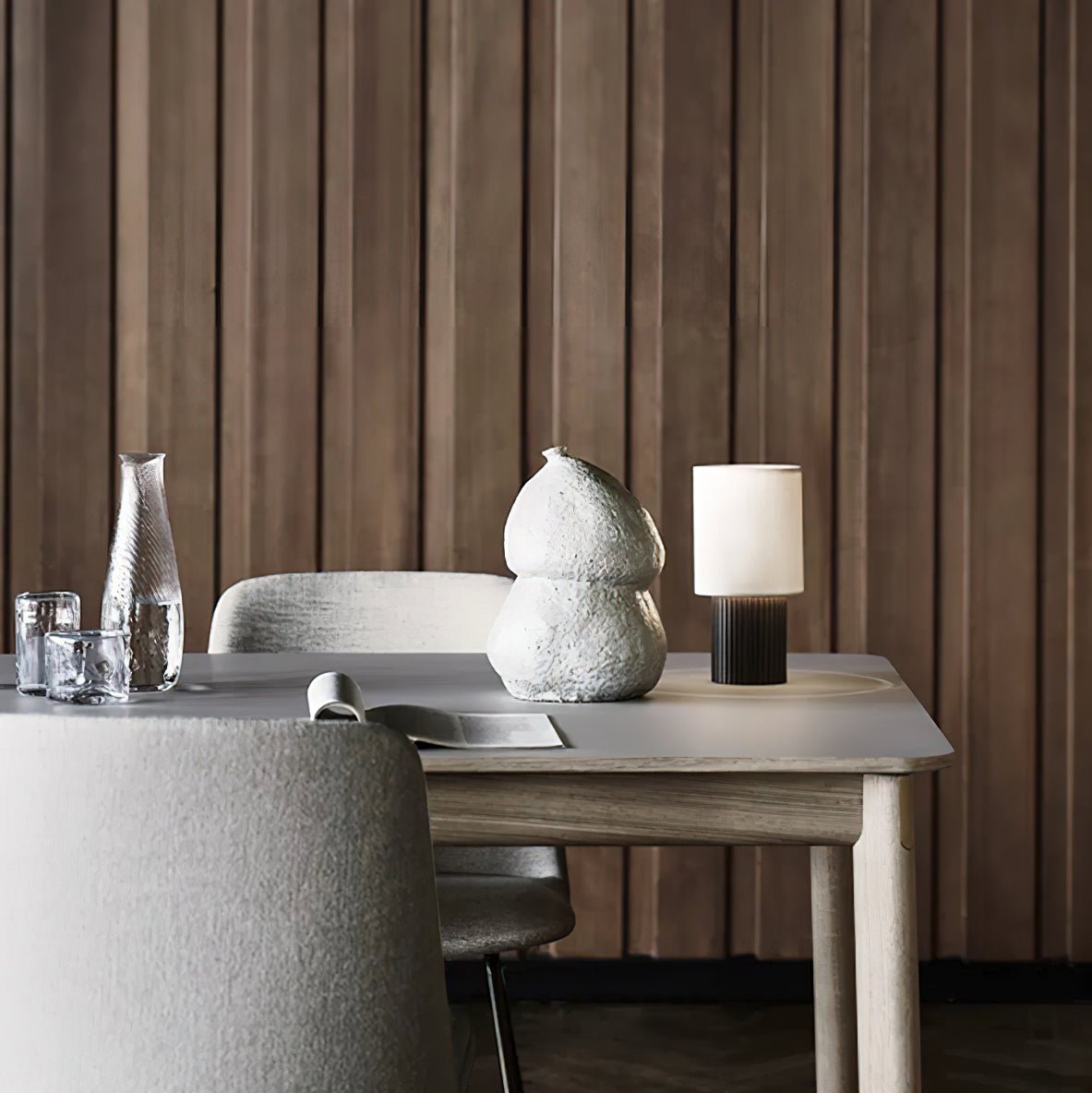 Orlo Ribbed Wood USB Table Lamp - product view 8