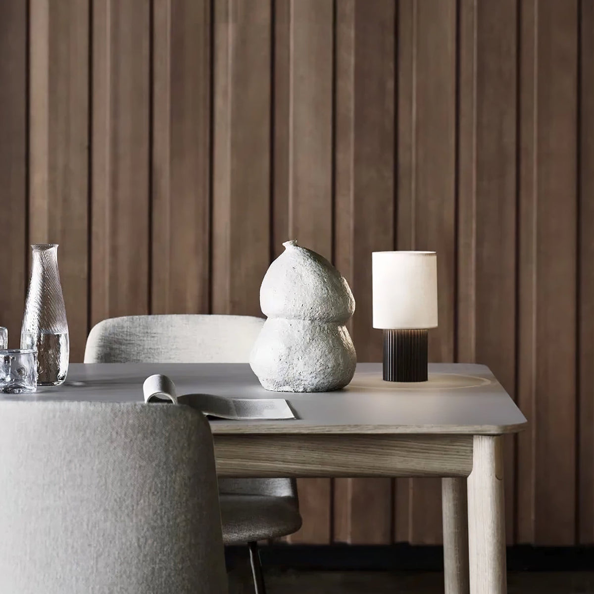 Orlo Ribbed Wood USB Table Lamp - product view 9
