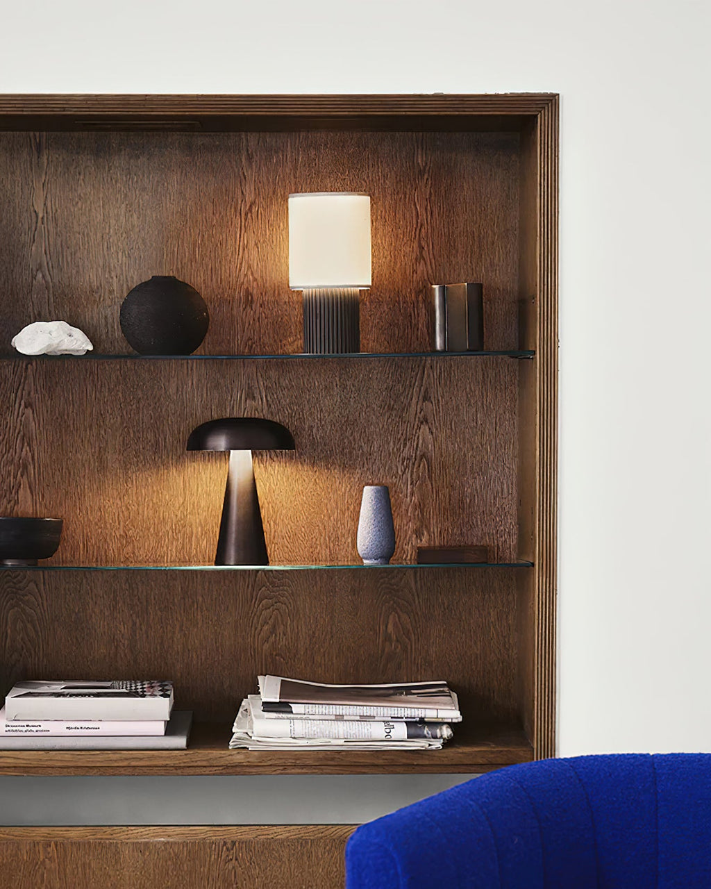 Orlo Ribbed Wood USB Table Lamp - product view 11