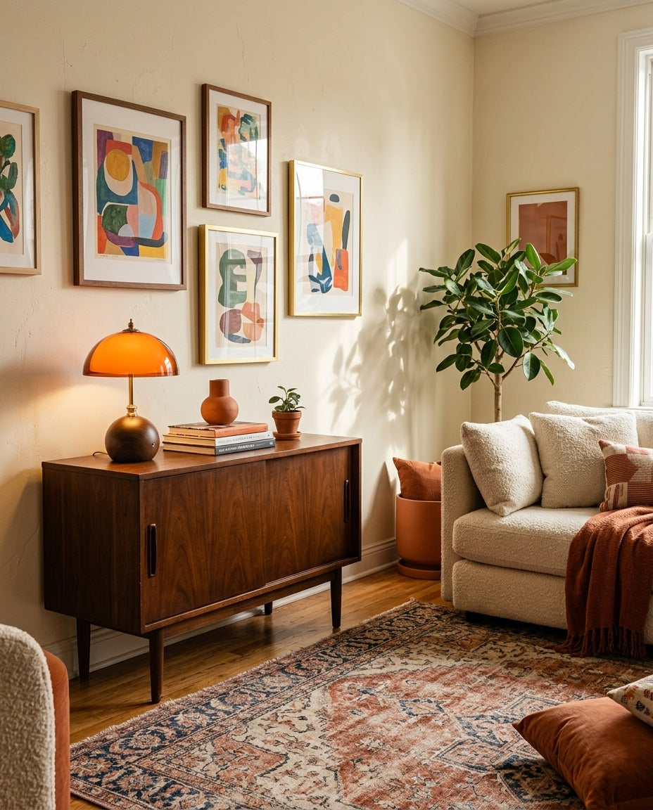 Orven Orange Dome Rechargeable Table Lamp — finish, form and room detail 3