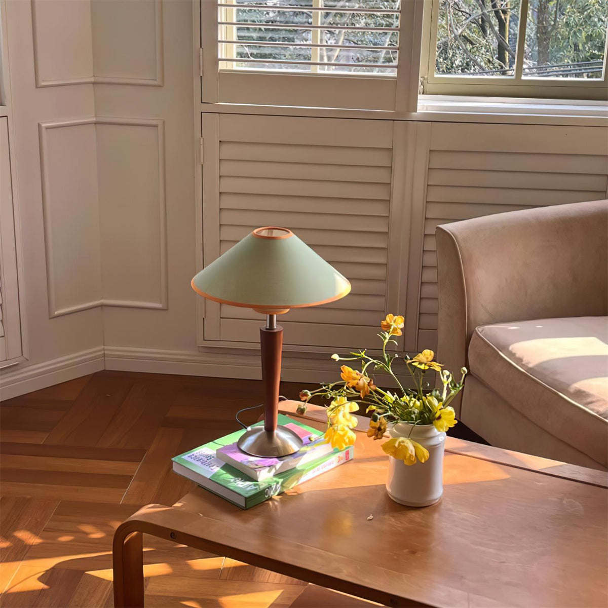 Perren Wood & Trimmed Fabric Table Lamp — product, finish and specification view 5