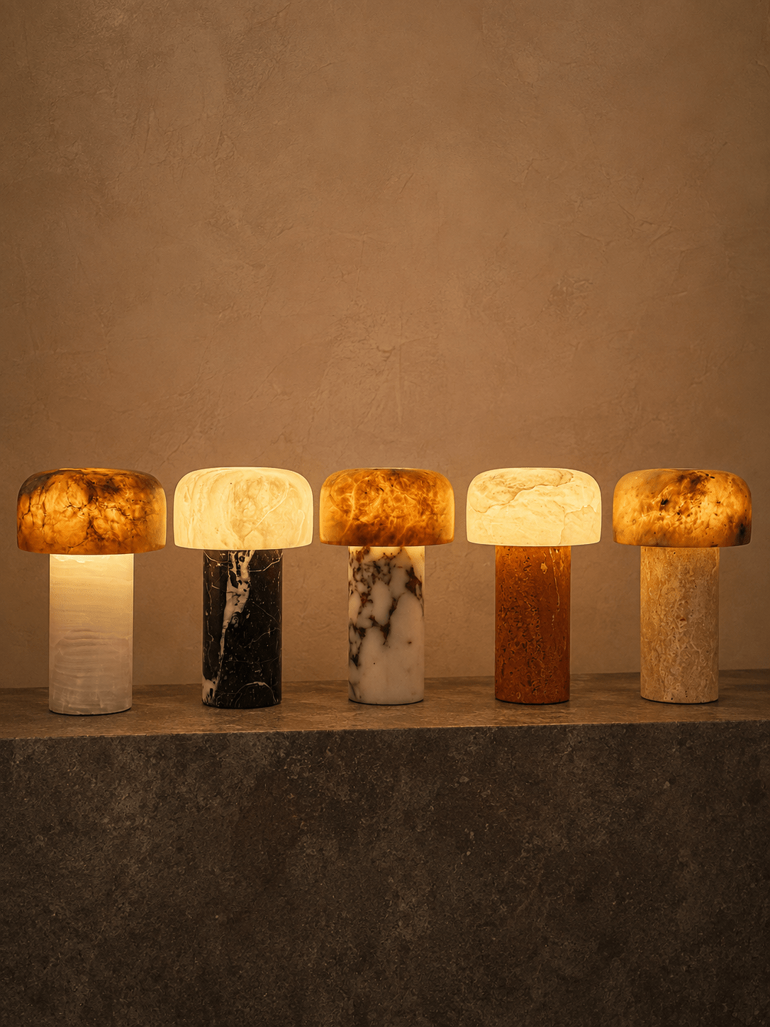 Petrel Natural Stone Rechargeable Table Lamp — finish, form and interior detail 2