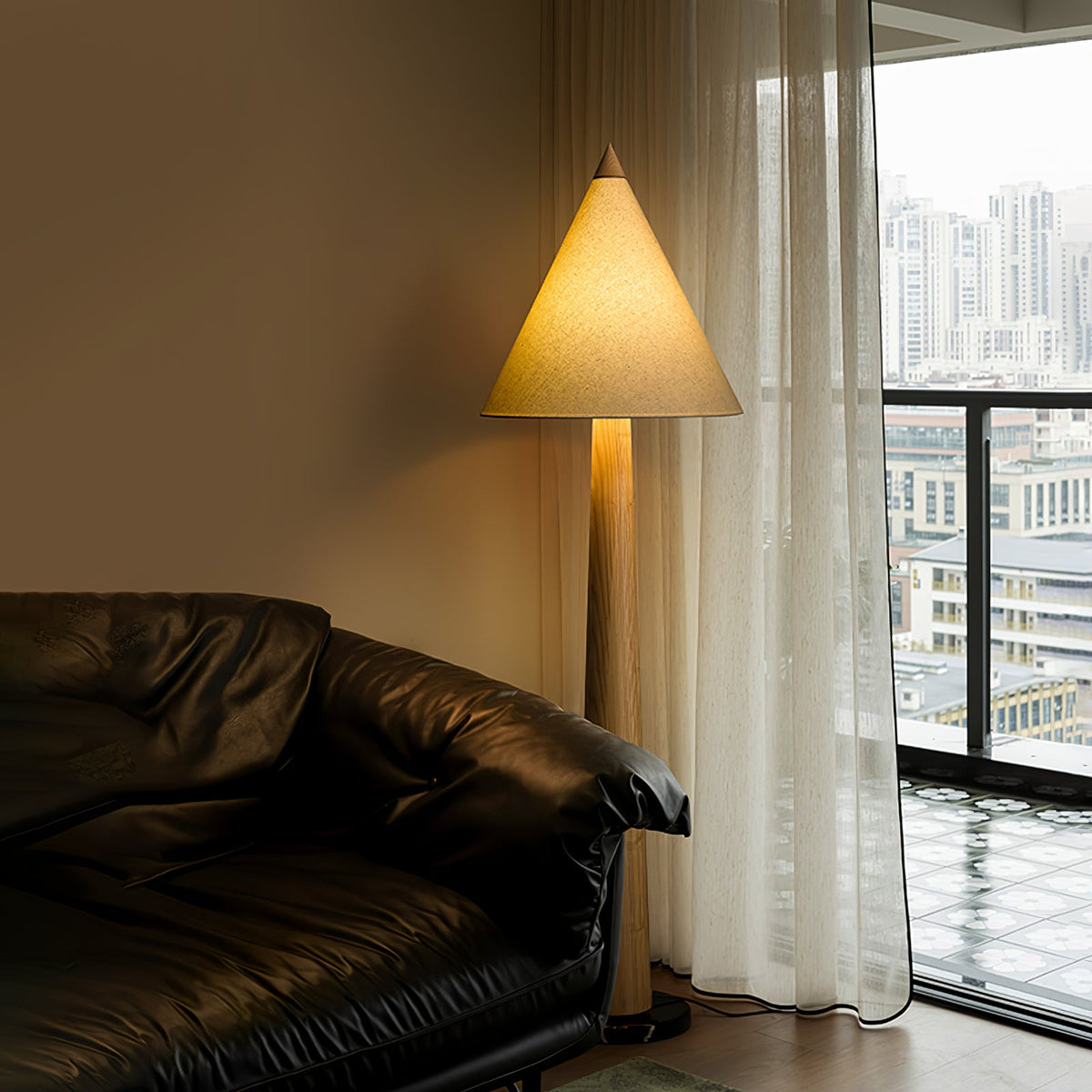 Pinecone Wooden Floor Lamp — product and interior detail 2