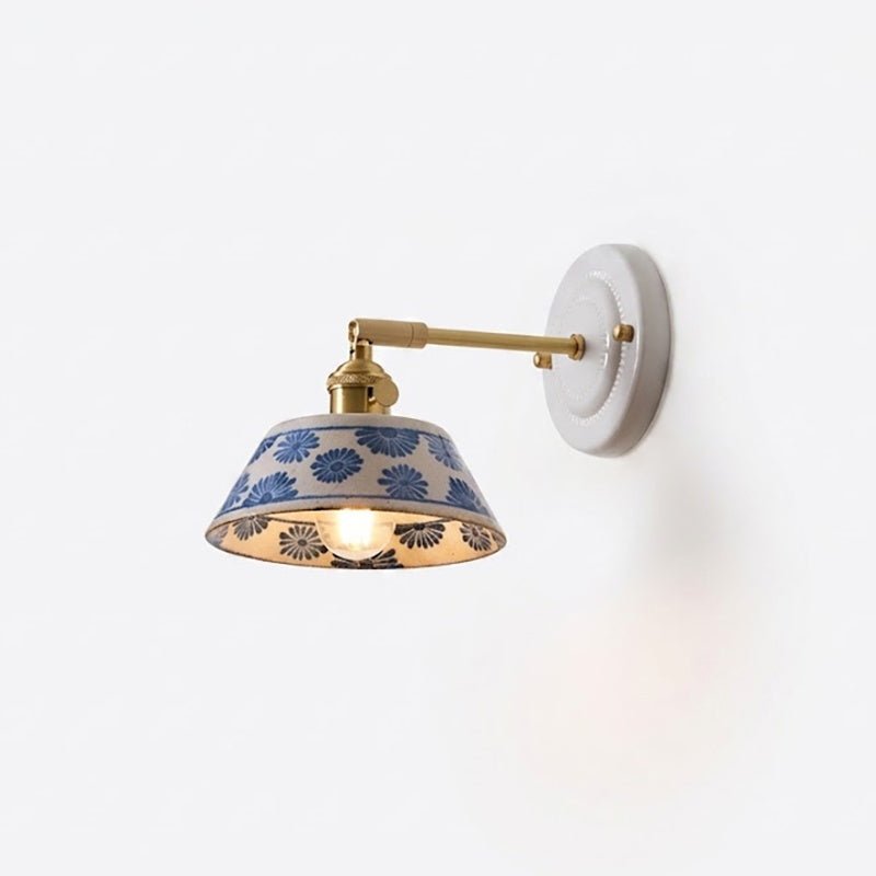Porcelain Indigo Wall Lamp — Model A / Brass & Blue