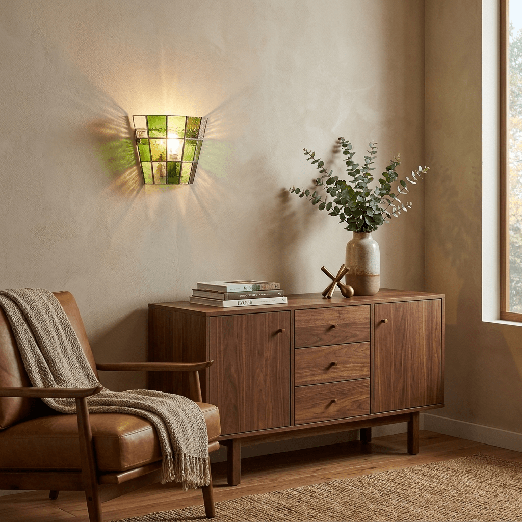 Pravel Tapered Faceted Glass Wall Sconce — finish, form and room detail 2