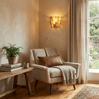 Pravel Tapered Faceted Glass Wall Sconce — finish, form and room detail 3