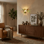 Pravel Tapered Faceted Glass Wall Sconce — finish, form and room detail 4