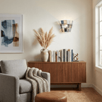 Pravel Tapered Faceted Glass Wall Sconce — finish, form and room detail 5