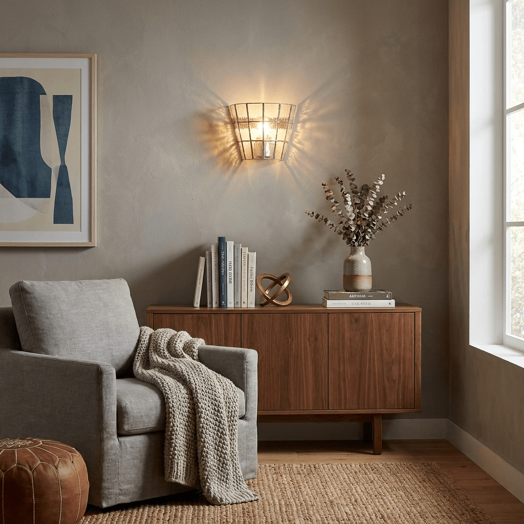 Pravel Tapered Faceted Glass Wall Sconce — finish, form and room detail 6