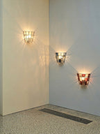 Pravel Tapered Faceted Glass Wall Sconce — finish, form and room detail 8