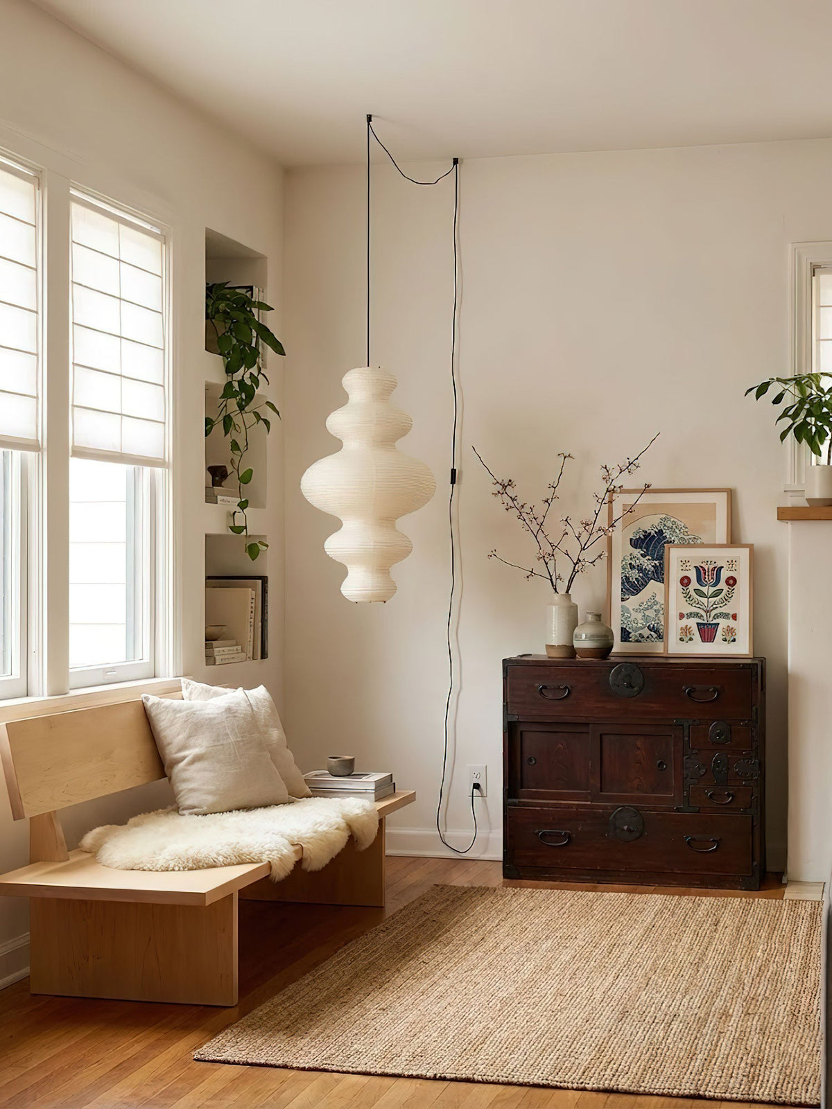 R27 Rice Paper Plug-In Pendant Light