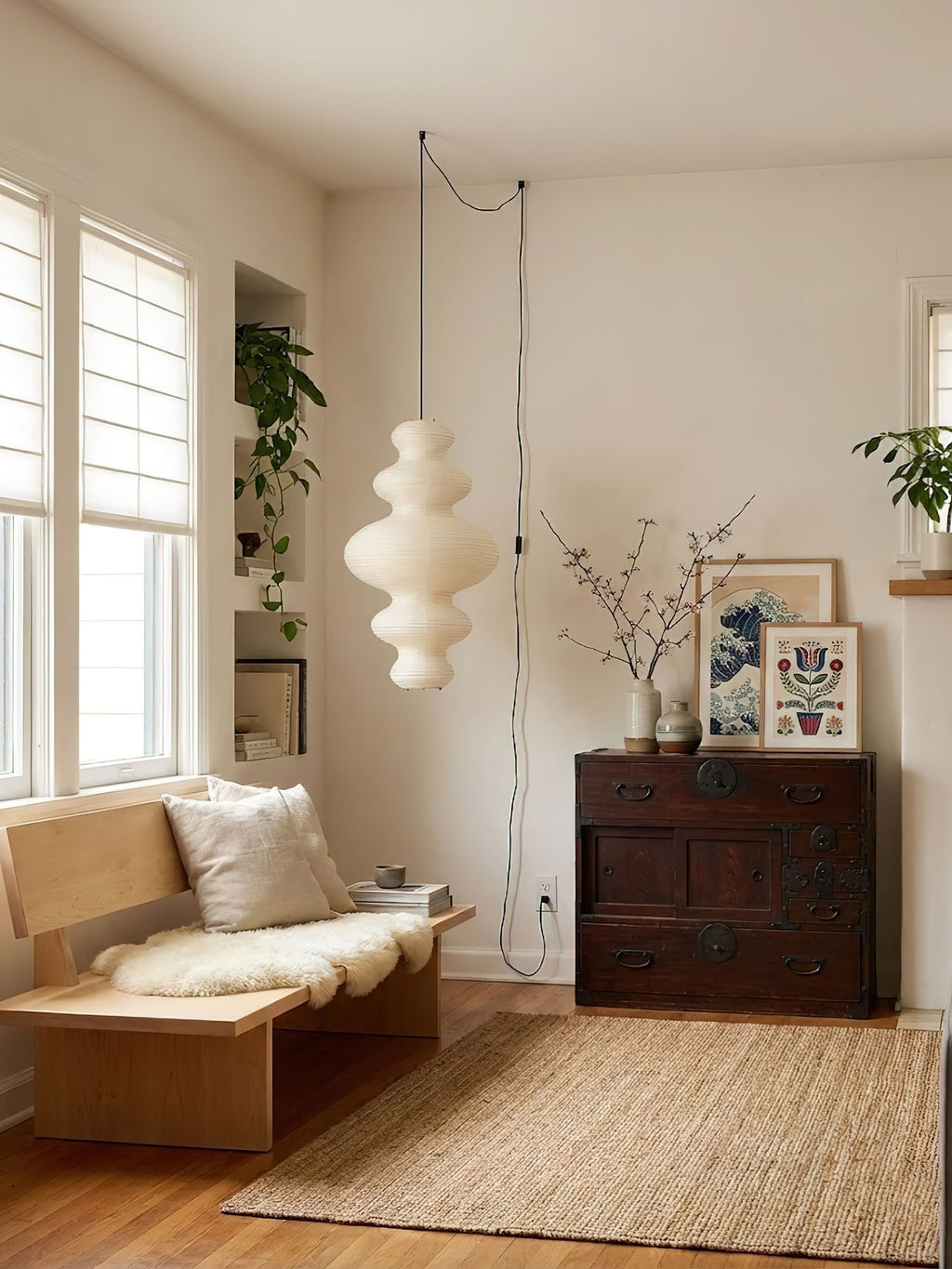 R27 Rice Paper Plug-In Pendant Light