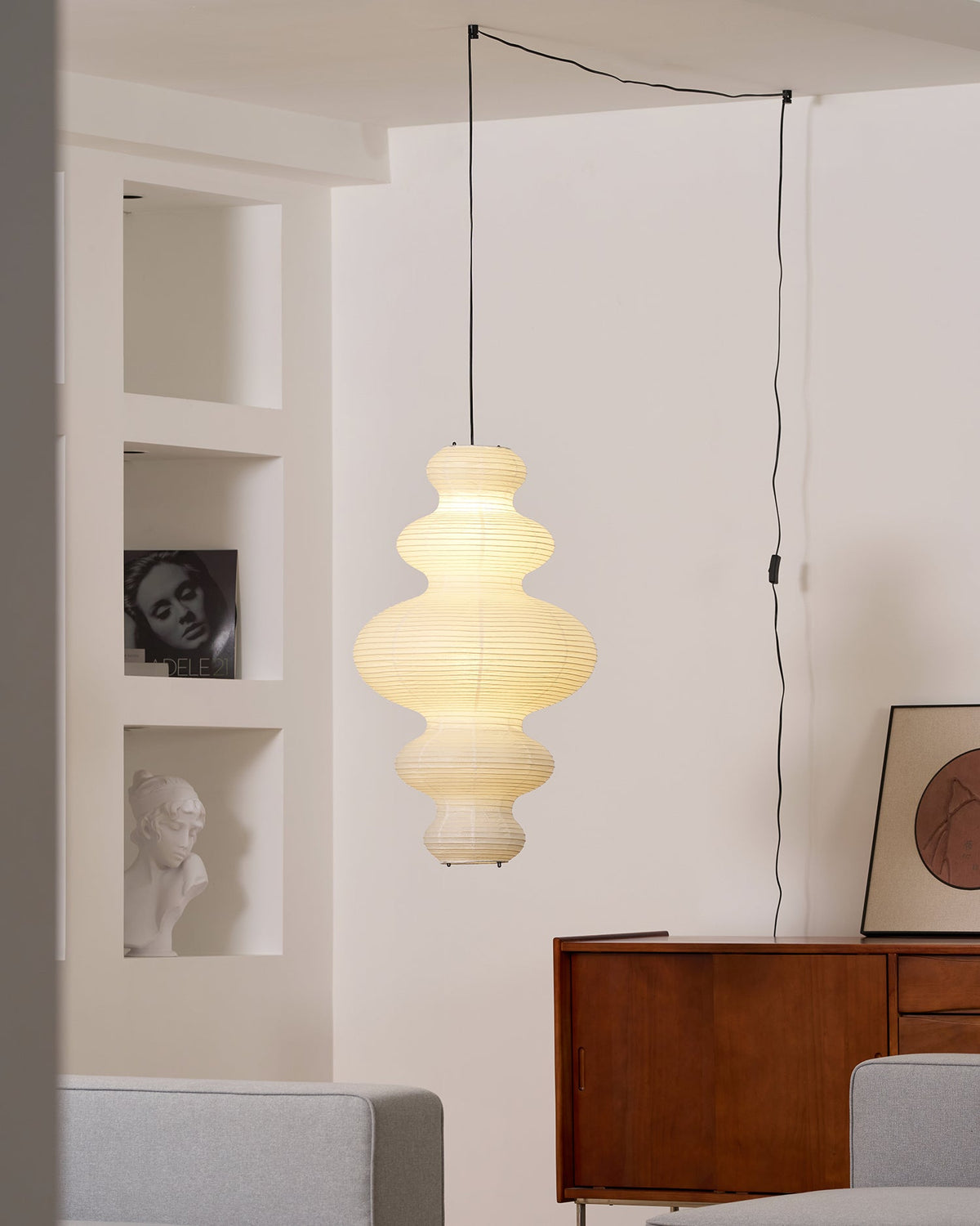 R27 Rice Paper Plug-In Pendant Light