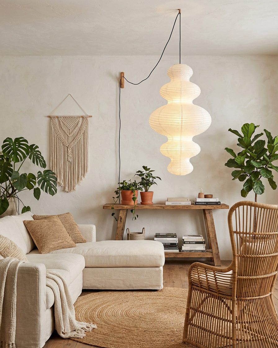 R27 Rice Paper Plug-In Pendant Light — interior or design detail 6