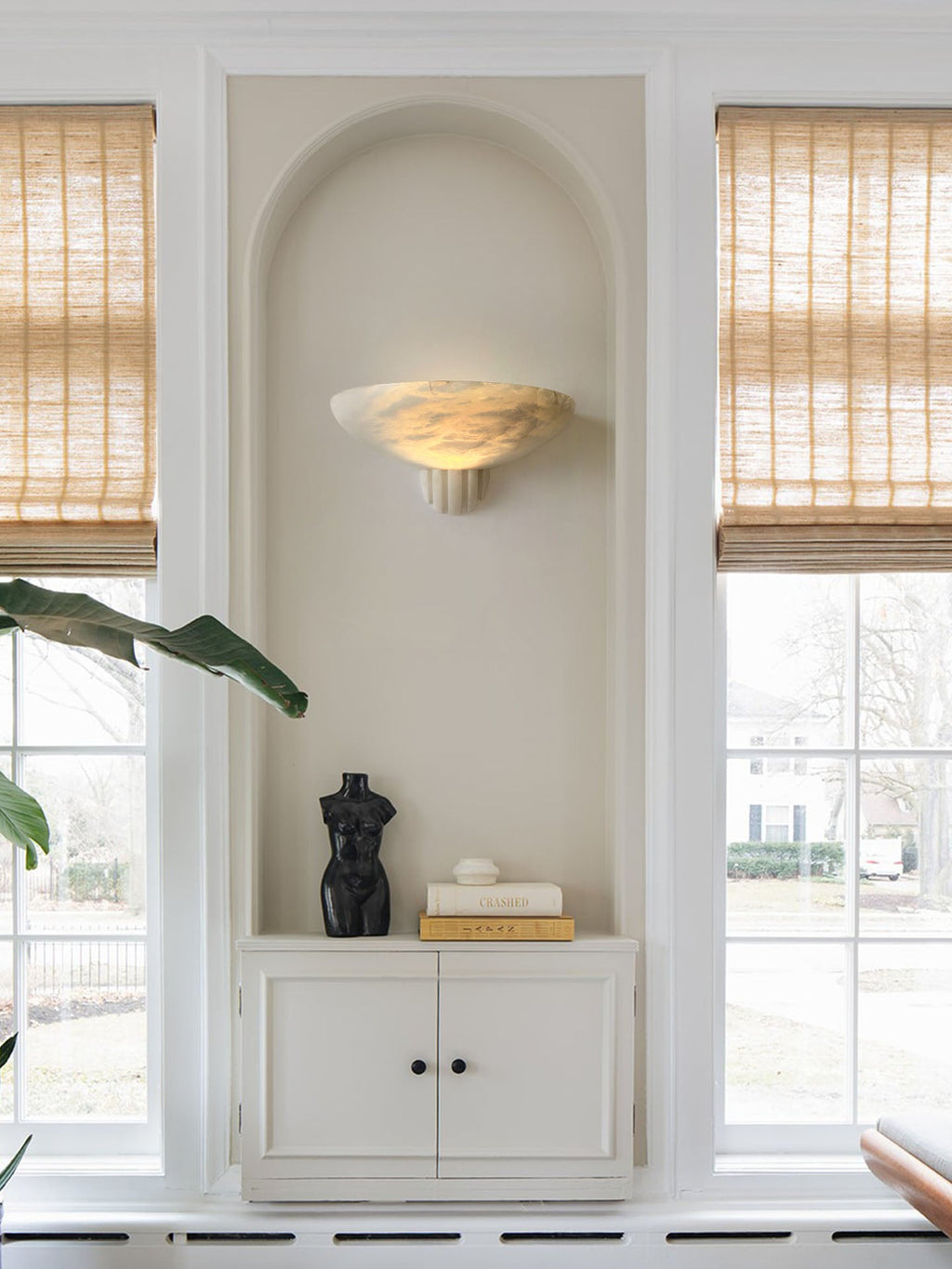 Rare Alabaster Bowl LED Wall Sconce – wall sconce view 2