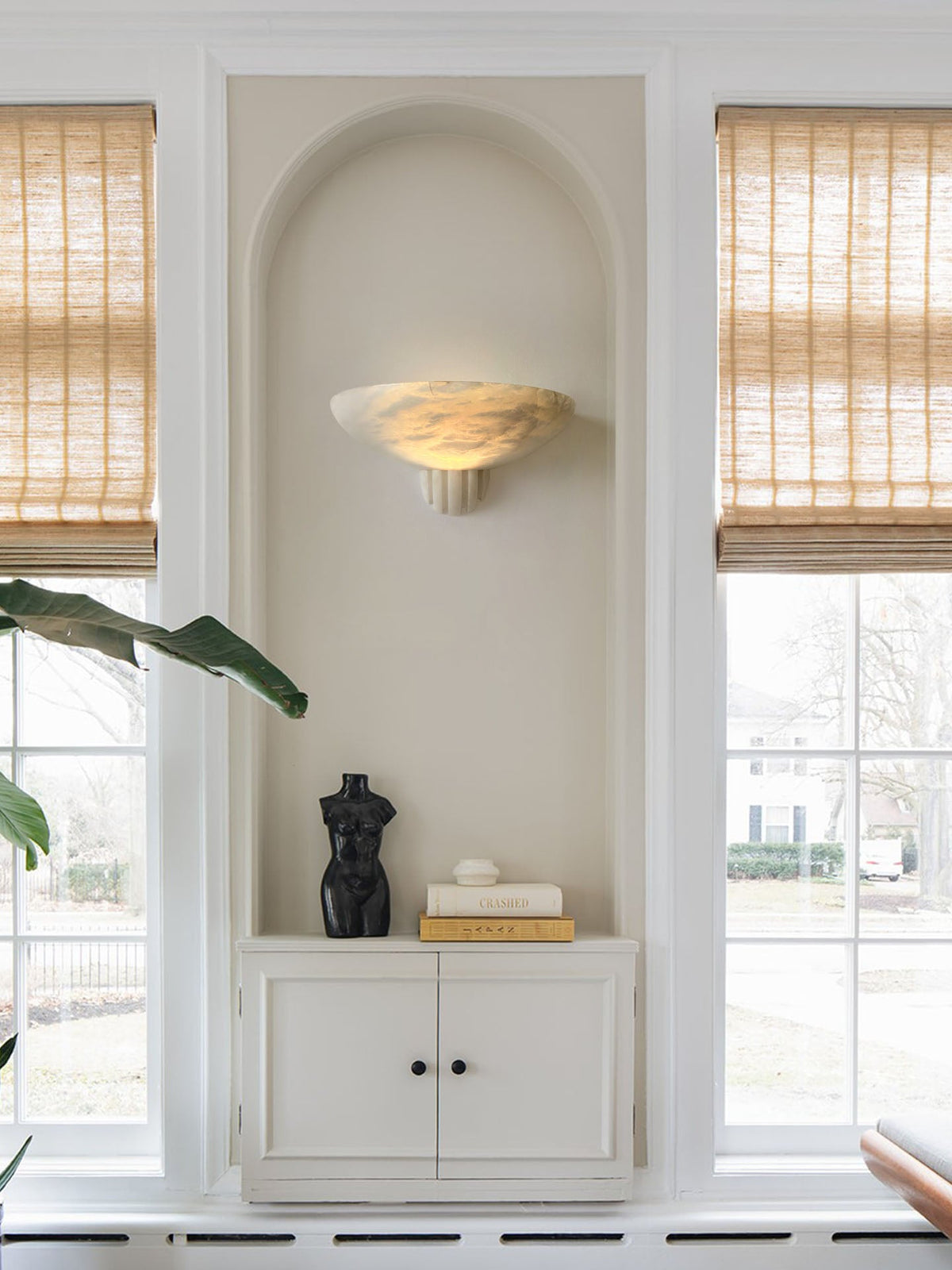 Rare Alabaster Bowl LED Wall Sconce – wall sconce view 2