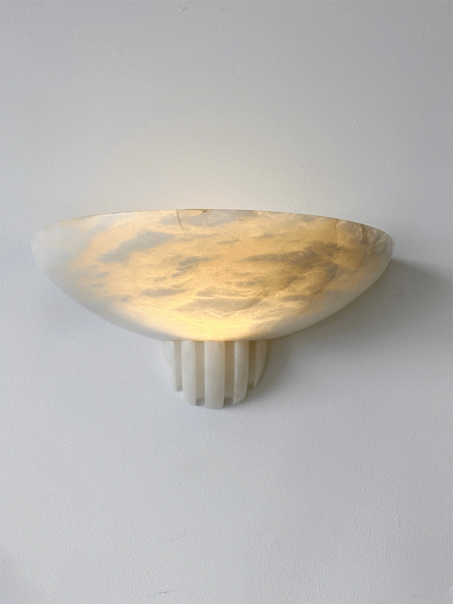 Rare Alabaster Bowl LED Wall Sconce – wall sconce view 8