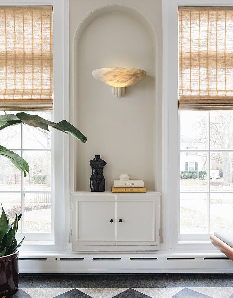 Rare Alabaster Bowl LED Wall Sconce – wall sconce view 11